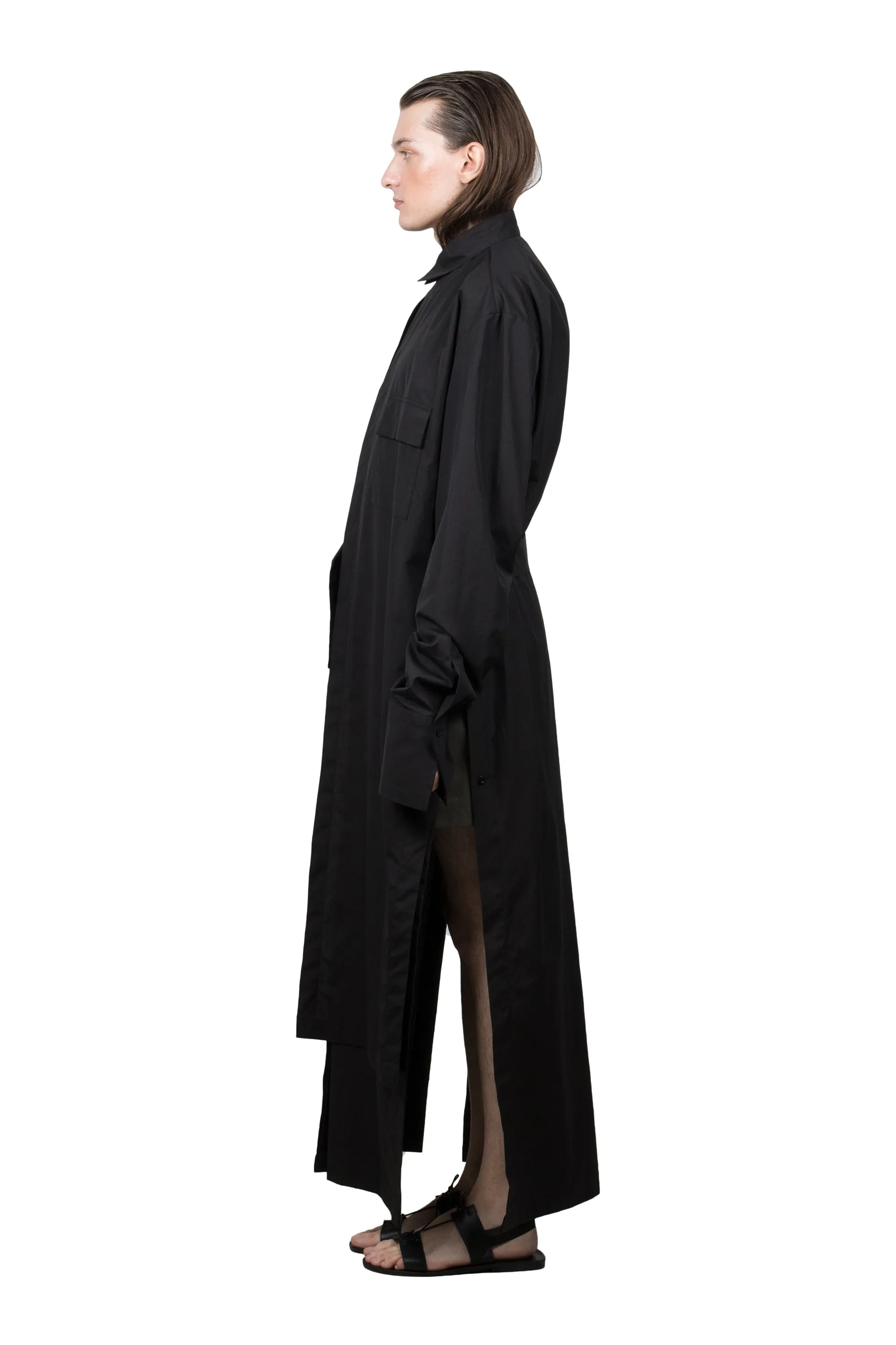 Black Elongated Asymmetric Shirt