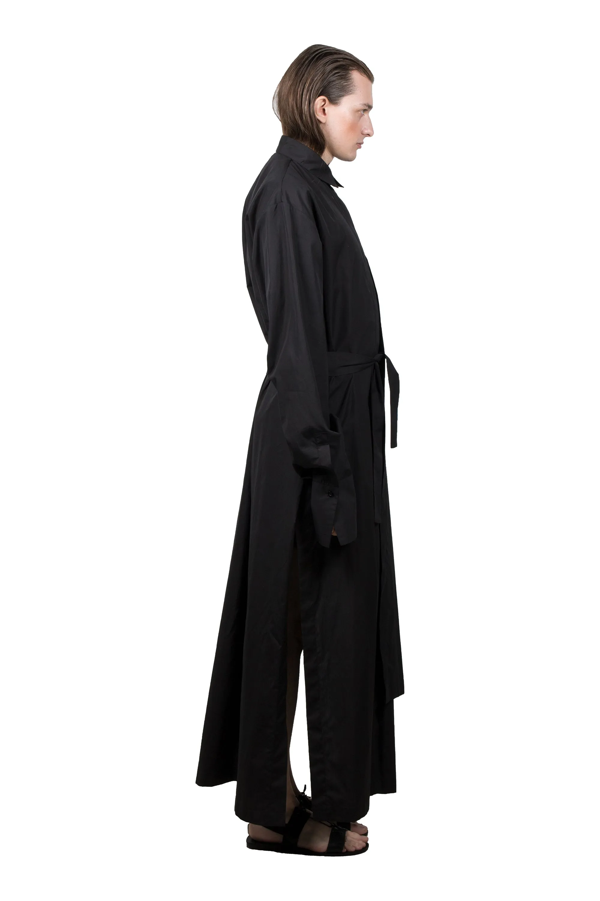 Black Elongated Asymmetric Shirt