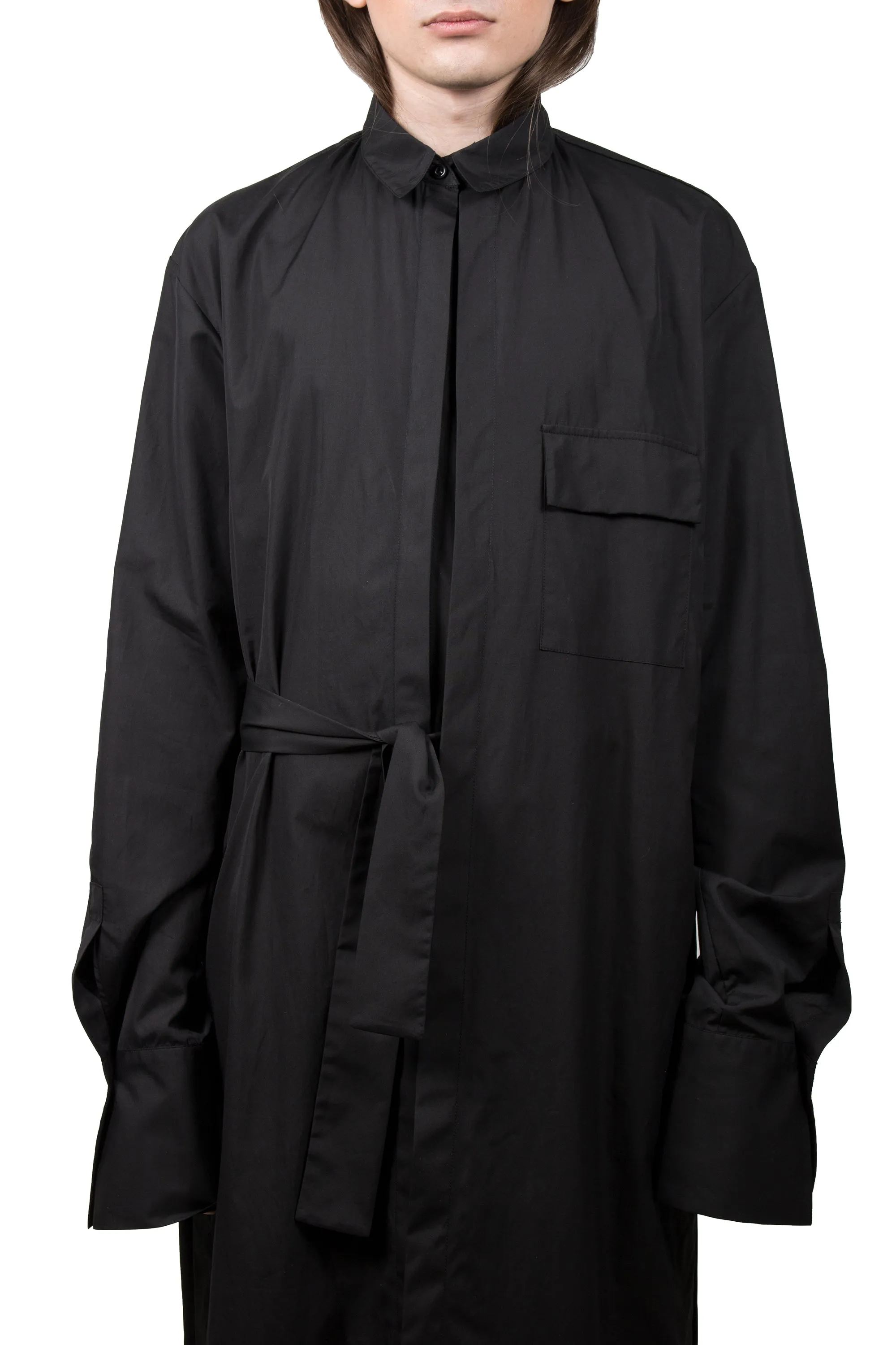 Black Elongated Asymmetric Shirt