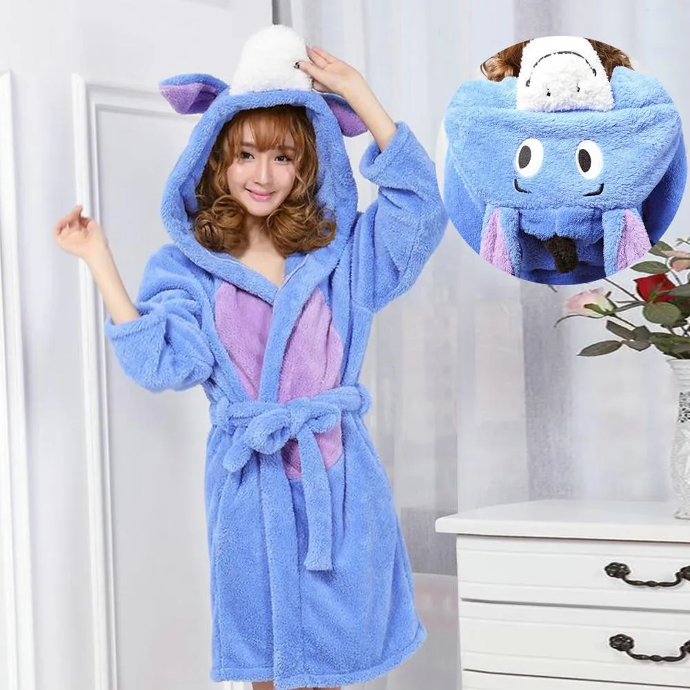 Blue Donkey Kigurumi Pajamas Winter Cosplay Robe Hoodie