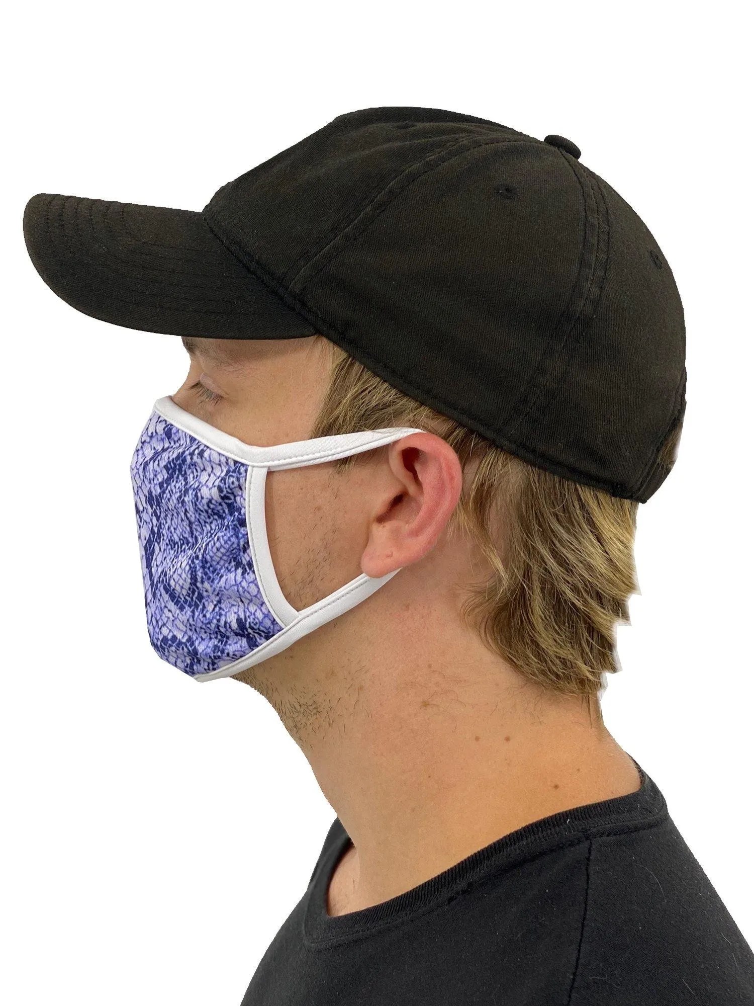 Blue Snakeskin Face Mask With Filter Pocket