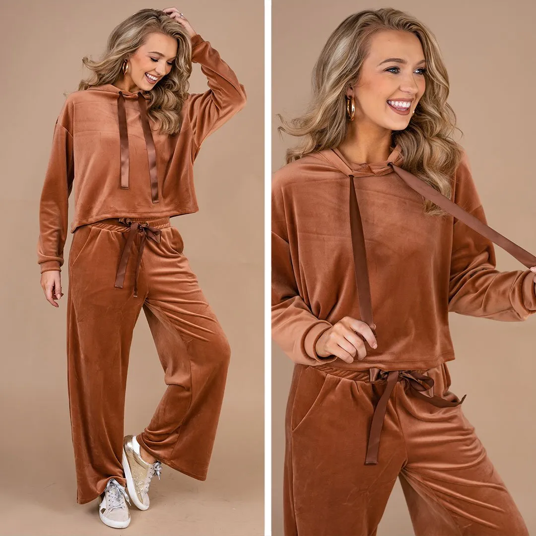 Cozy Confessions Brick Orange Velvet Hoodie