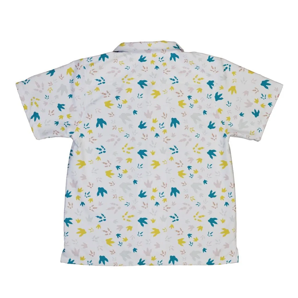 Dinosaur Footprint Tracks White Youth Hawaiian Shirt