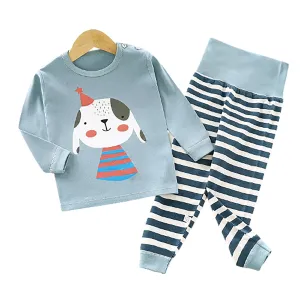 Fancydresswale Toddler Dog Printed Baby Boys Clothing Set Long Sleeve Tops Pants Little Kids All season Outfits, Blue