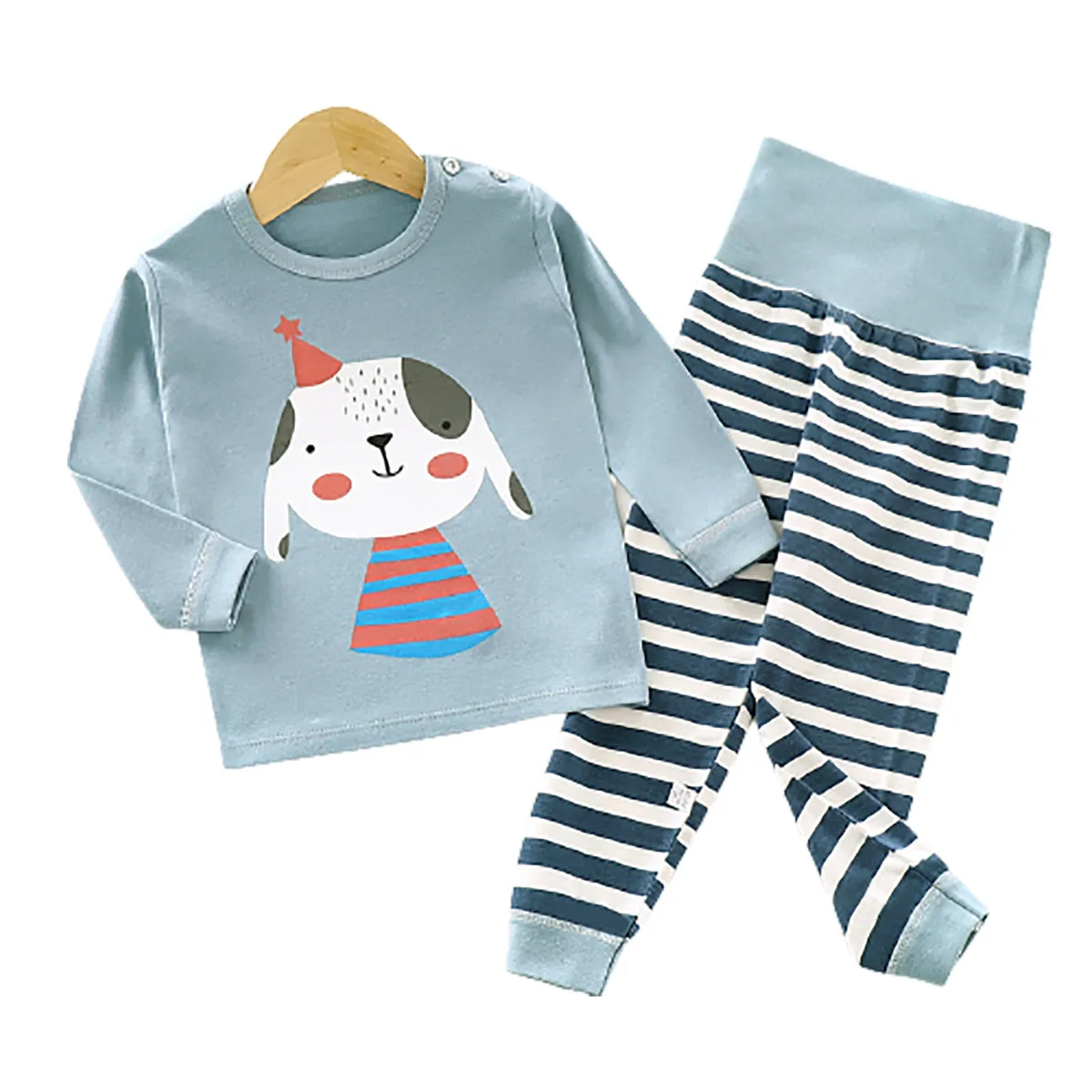 Fancydresswale Toddler Dog Printed Baby Boys Clothing Set Long Sleeve Tops Pants Little Kids All season Outfits, Blue