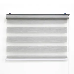 Grey Linen Zebra Semi-Blackout Blinds