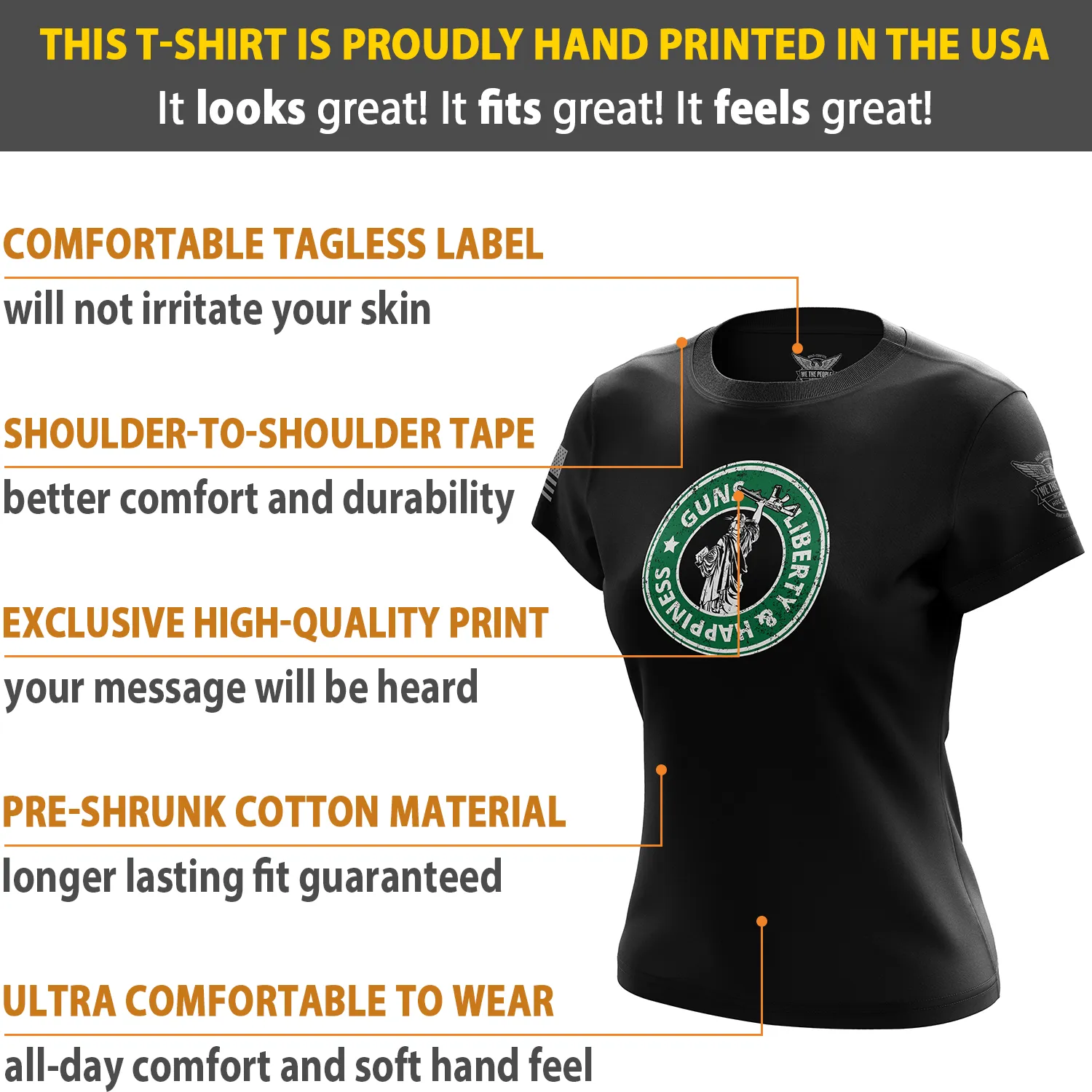 Guns - Liberty and Happiness Women's Short Sleeve Shirt