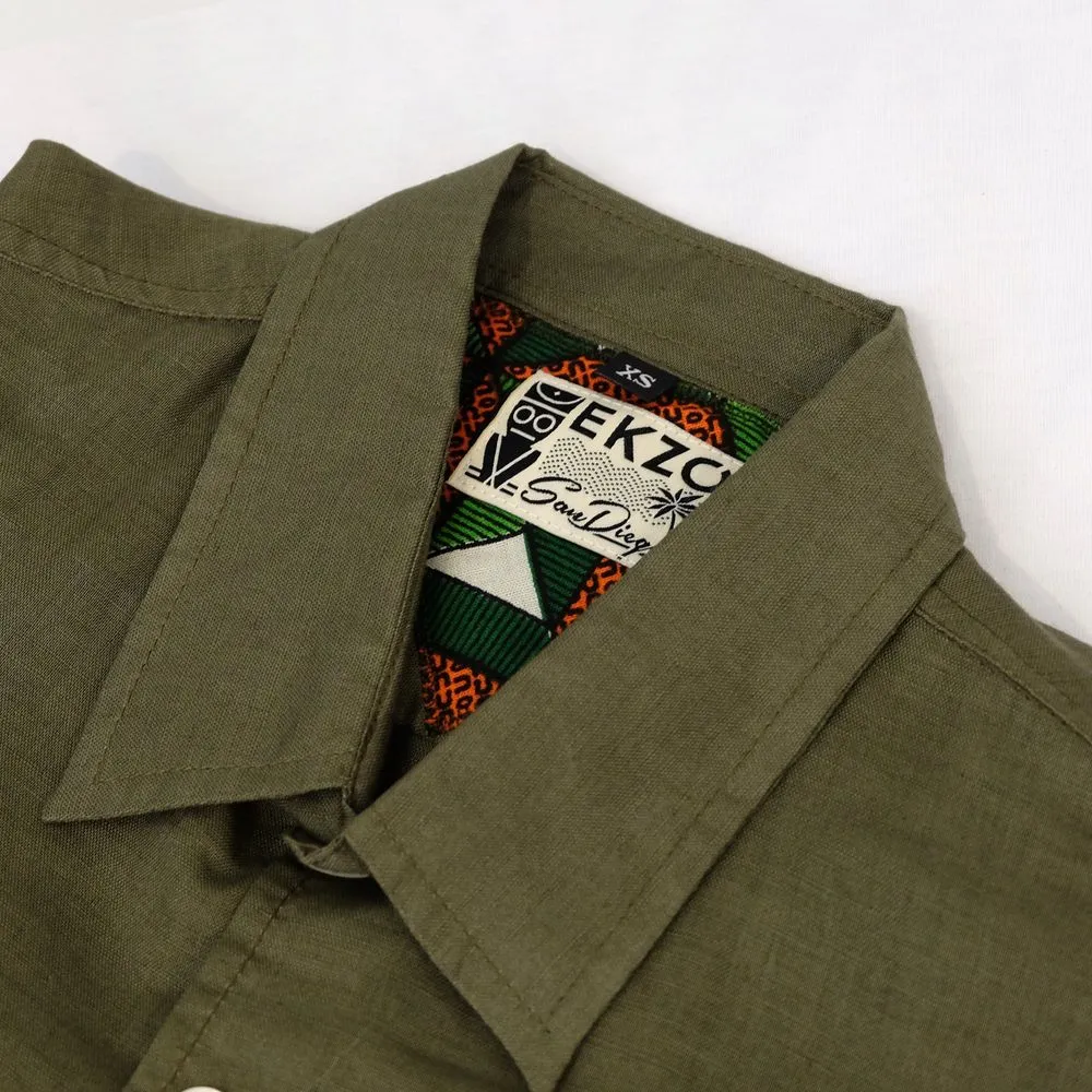 Linen Hemp Button Down Shirt - Olive