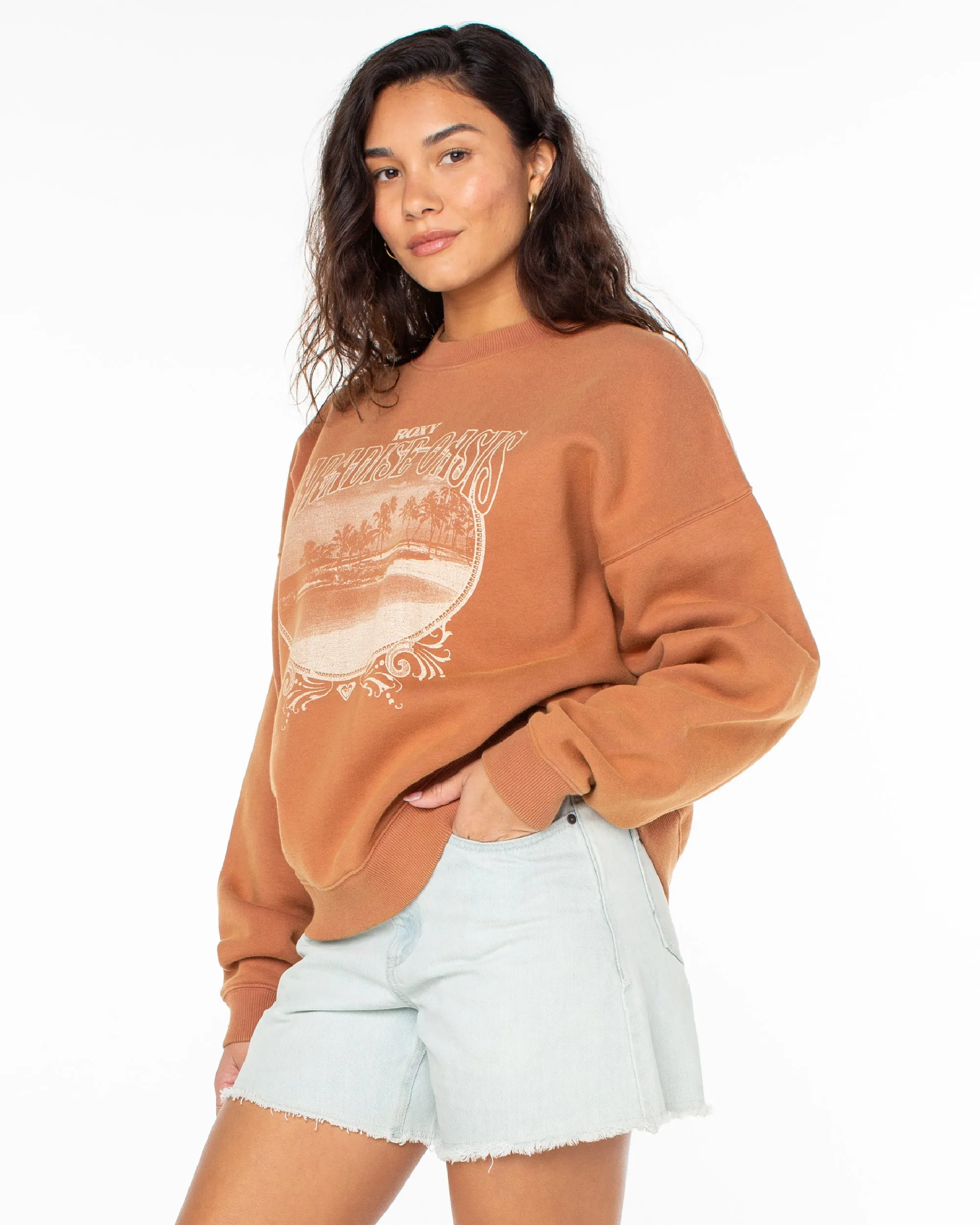 Lineup Oversized Crew Neck Sweatshirt - Russet