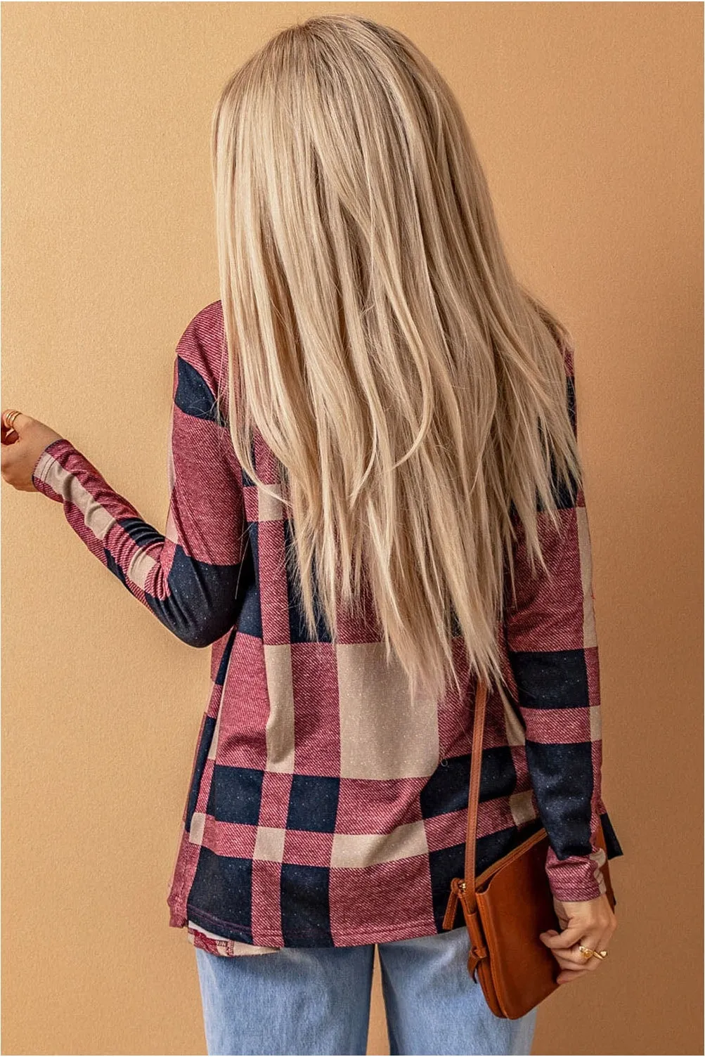 NicholesGifts Women Plaid Open Front Cardigan
