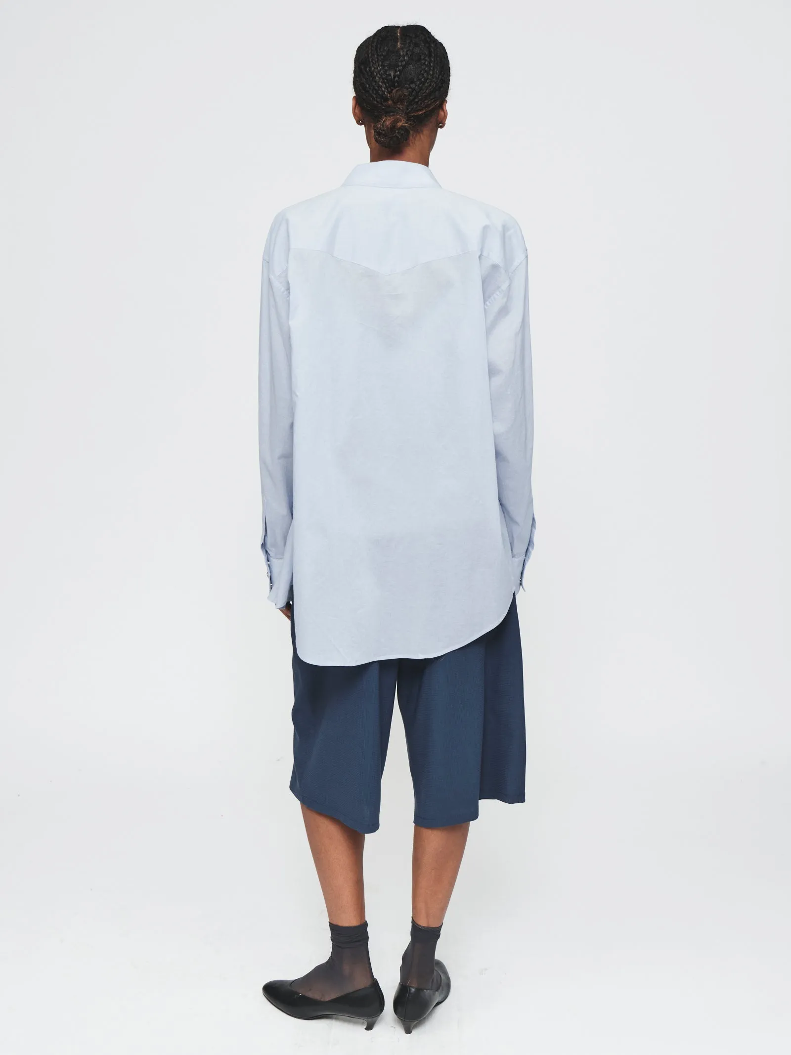 Sheer Western Shirt in Sky Blue