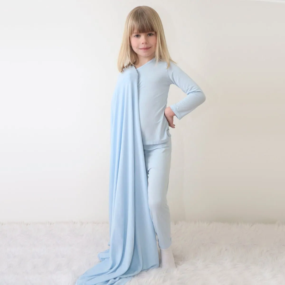 Sky Blue Bamboo Kids Pajamas