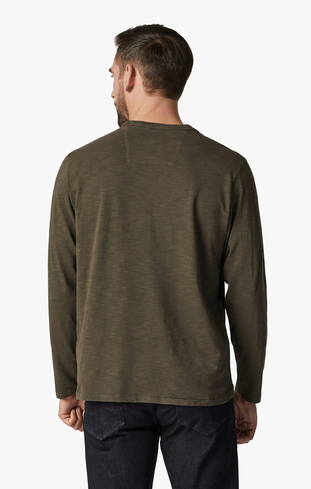 Slub Crew Neck Long Sleeve Shirt in Wren