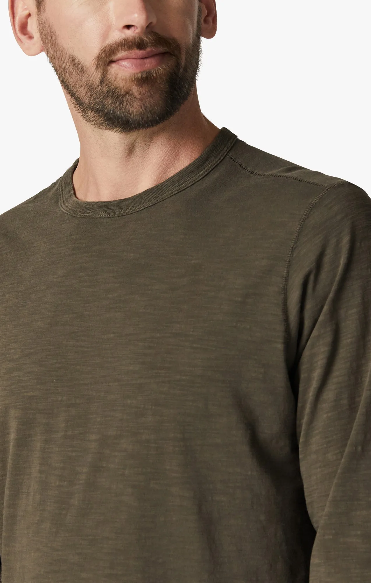 Slub Crew Neck Long Sleeve Shirt in Wren