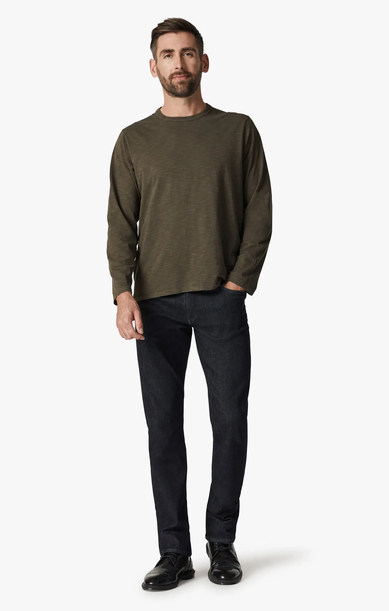Slub Crew Neck Long Sleeve Shirt in Wren