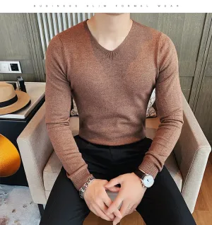 V Neck Slim Fit Casual Long Sleeve Sweaters