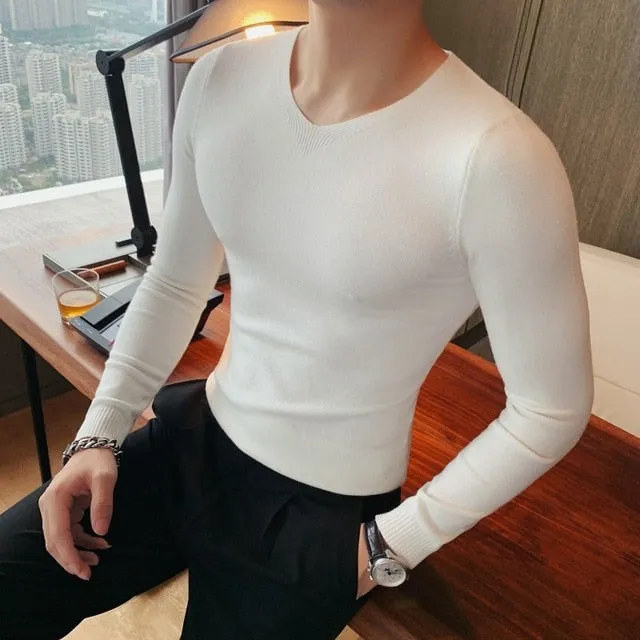 V Neck Slim Fit Casual Long Sleeve Sweaters