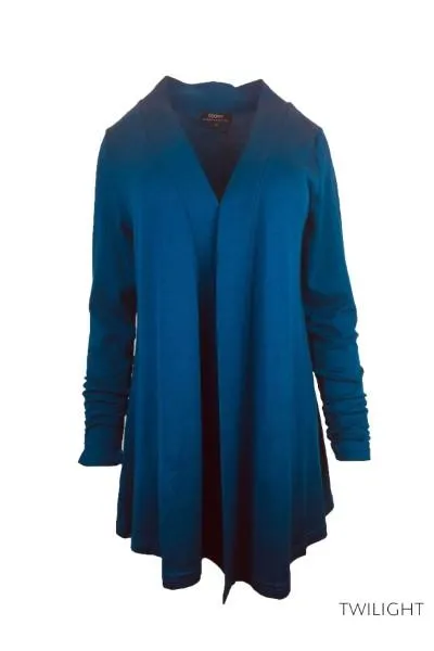 WOMENS 100% MERINO WOOL (210) LONG SLEEVE CHIC DRAPE CARDIGAN