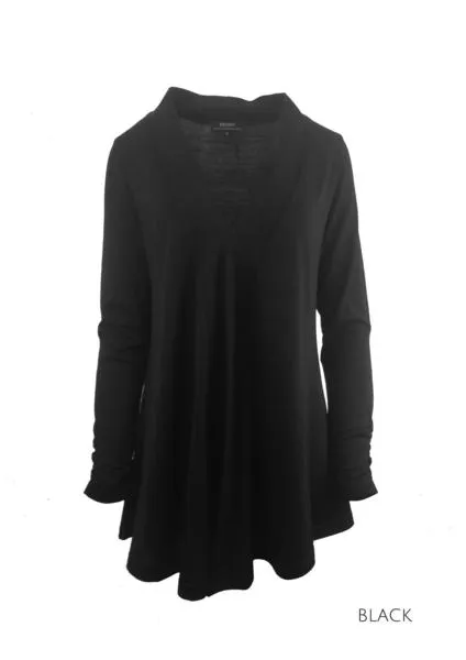 WOMENS 100% MERINO WOOL (210) LONG SLEEVE CHIC DRAPE CARDIGAN