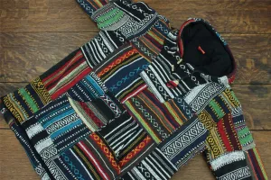 Woven Gheri Cotton Baja Hoodie - Patchwork